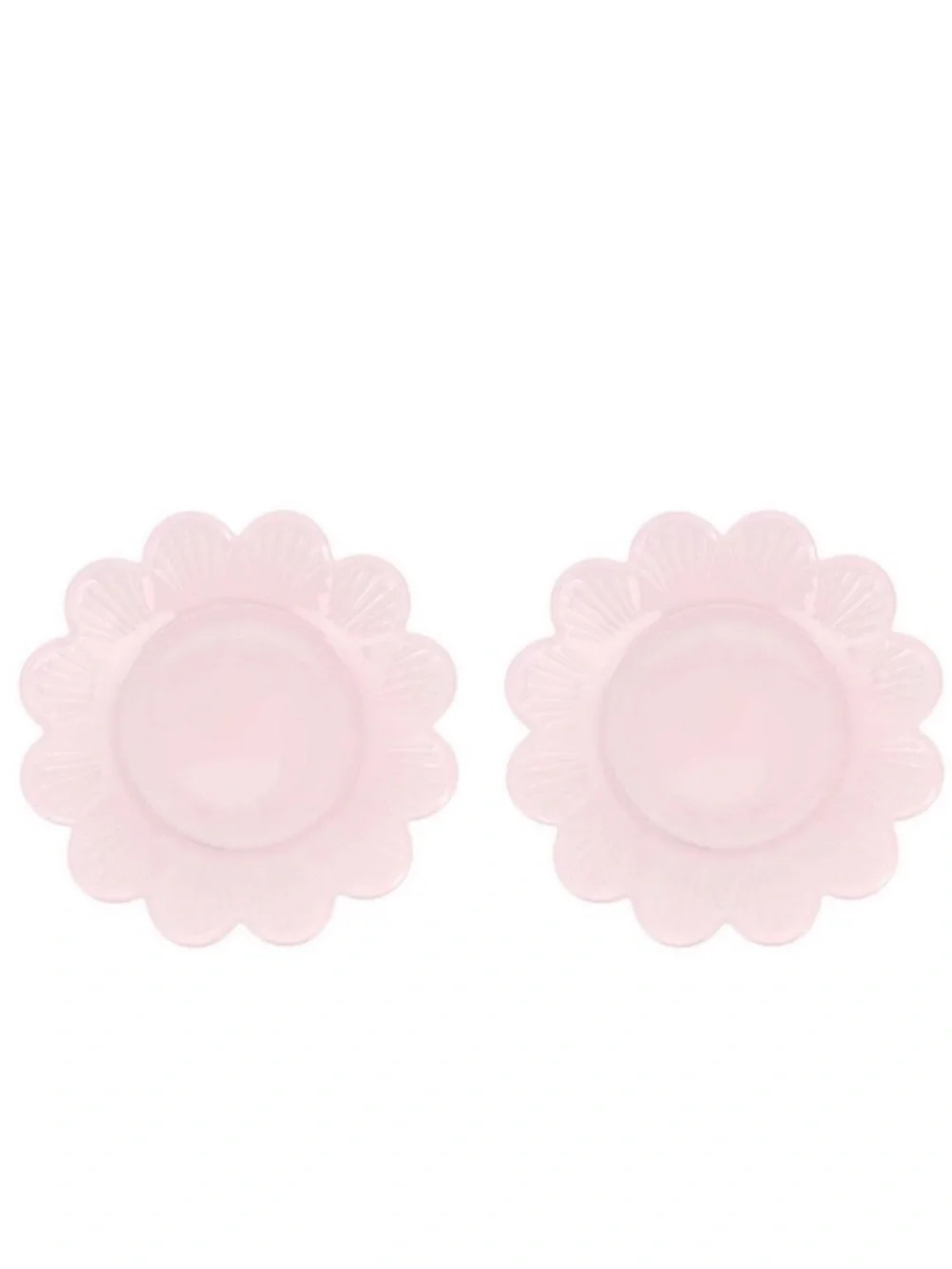 New Target Bullseye Playground Set of 2 Pink Glass Flower-Shaped Plates Spring